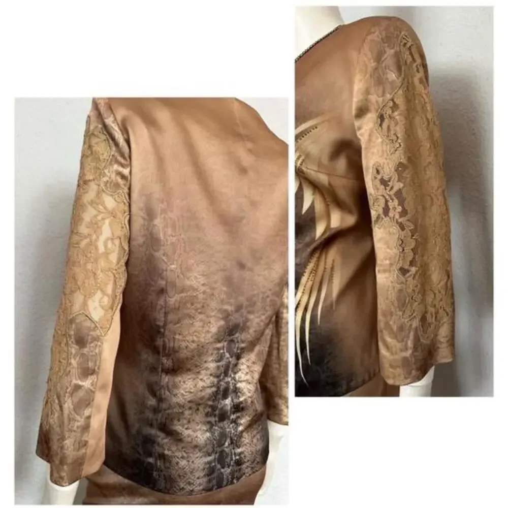 NWT Satin Skirt‎ Suit 3Pc Set Blazer/Top/Skirt Formal Lined Long Sleeves